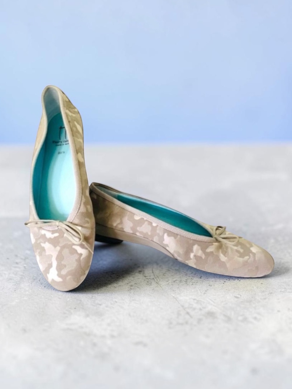 THIERRY RABOTIN Tan Camouflage Fabric Ballet Shoes 39.5 Italy